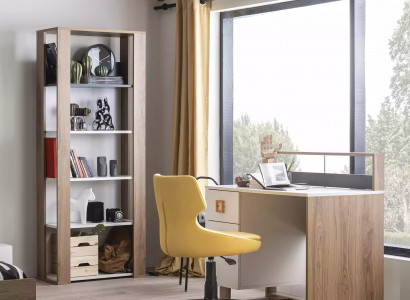 Kinderschreibtisch Schreibtisch Bücherregal Holz Braun Set 3tlg Sessel